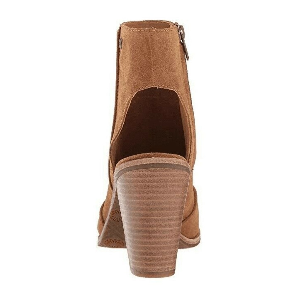 Ugg Chestnut Suede VALENCIA Heel Bootie Ankle Peep - Picture 4 of 6